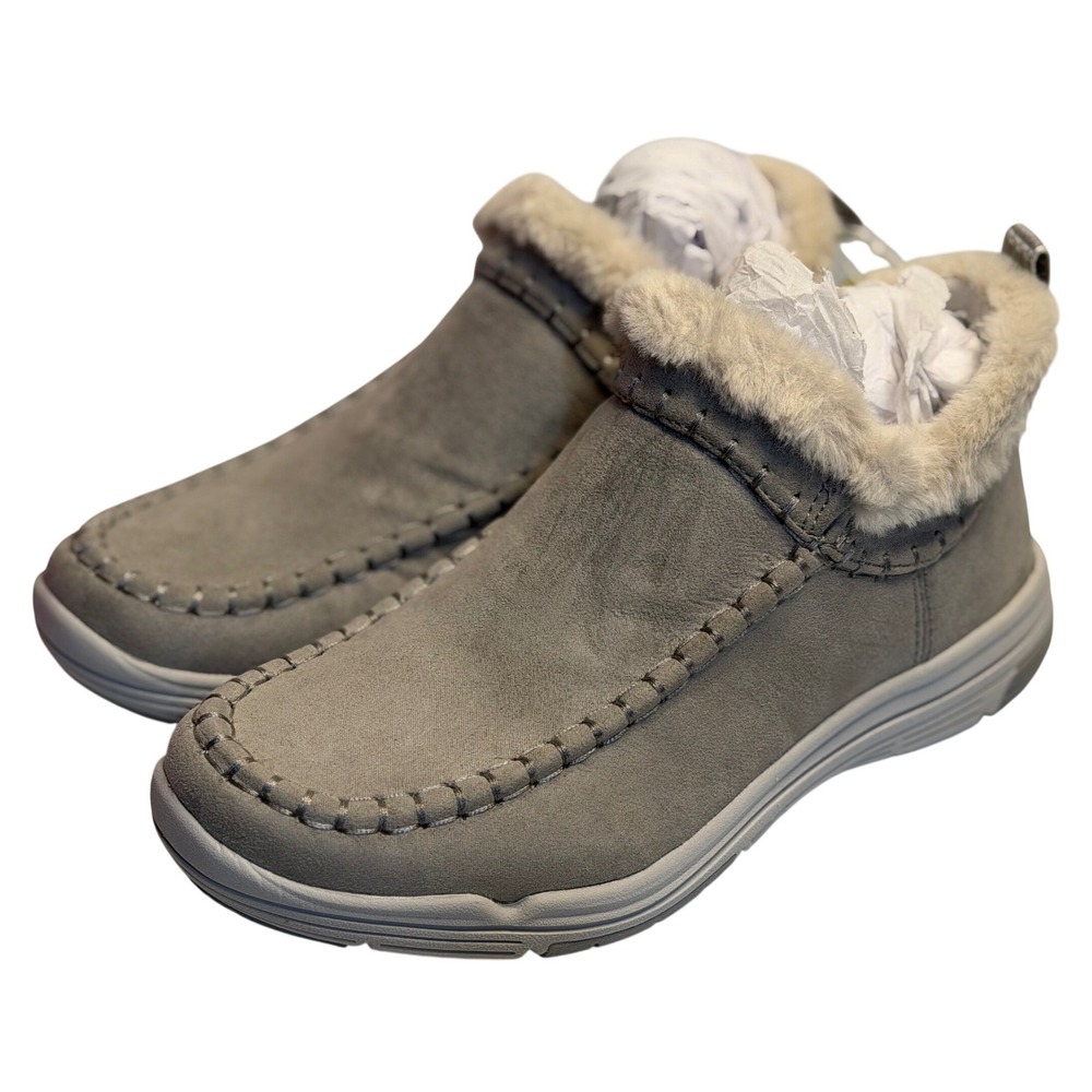Ryka Ariana SlipOn Shoes Paloma Grey Water-Repellent Faux Fur Cozy Lined 6 Women